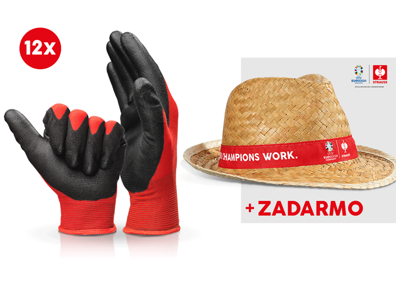 12x PU rukavice micro Comfort skin+klobúk EURO2024