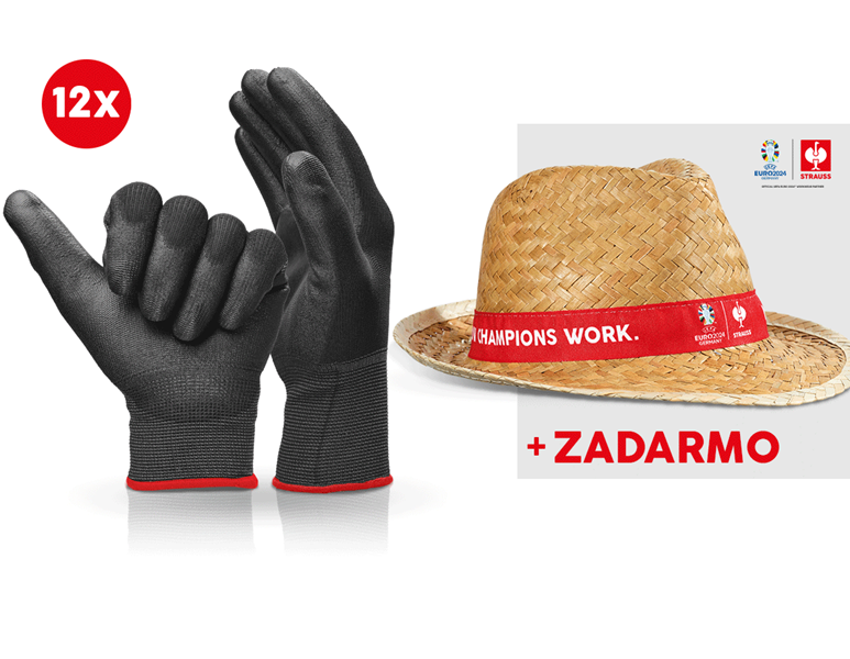 12x PU rukavice micro + klobúk EURO2024