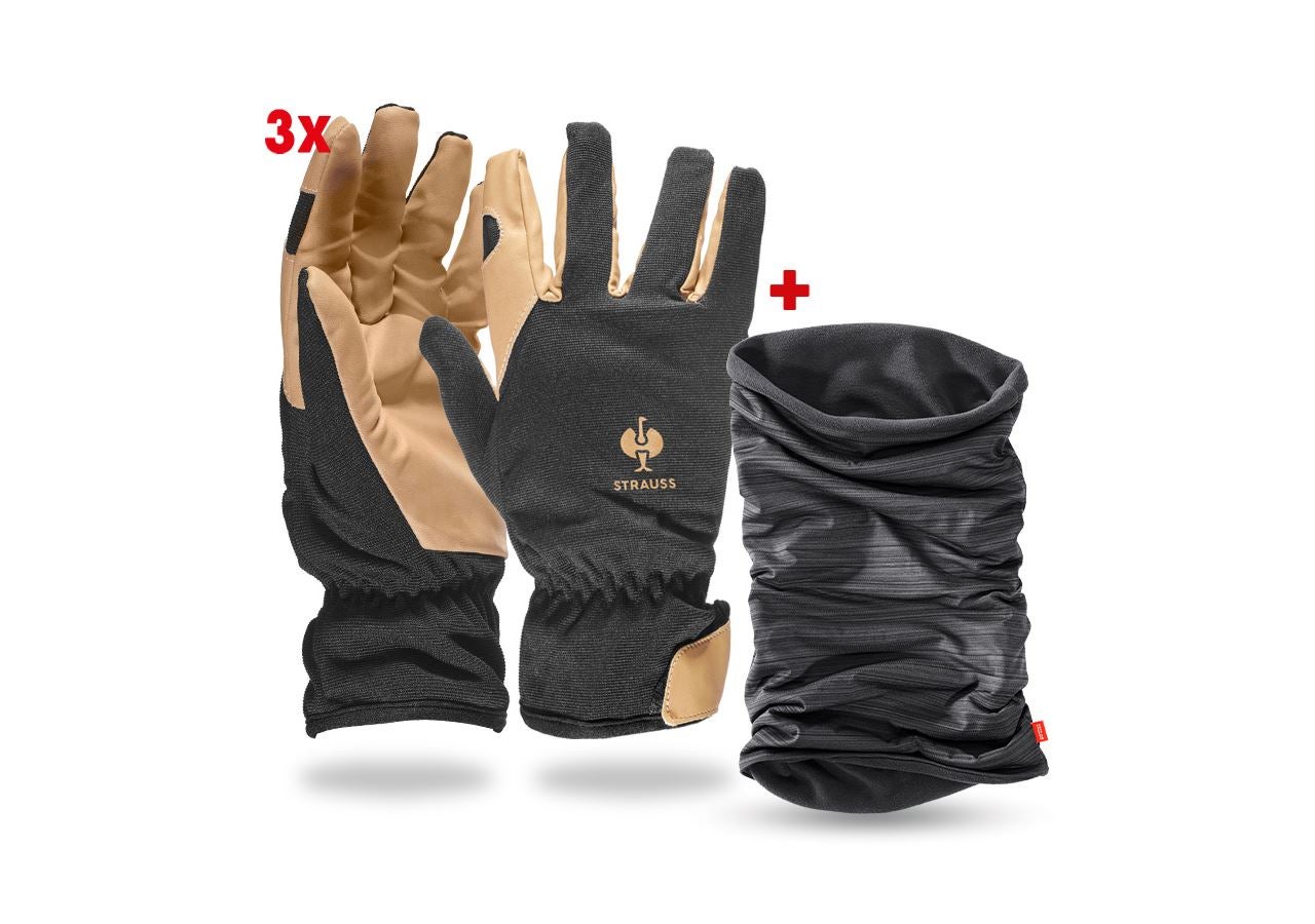 Ochranné pomôcky: 3x montážne zimné rukavice + multifunkčná handričk + čierna/hnedá
