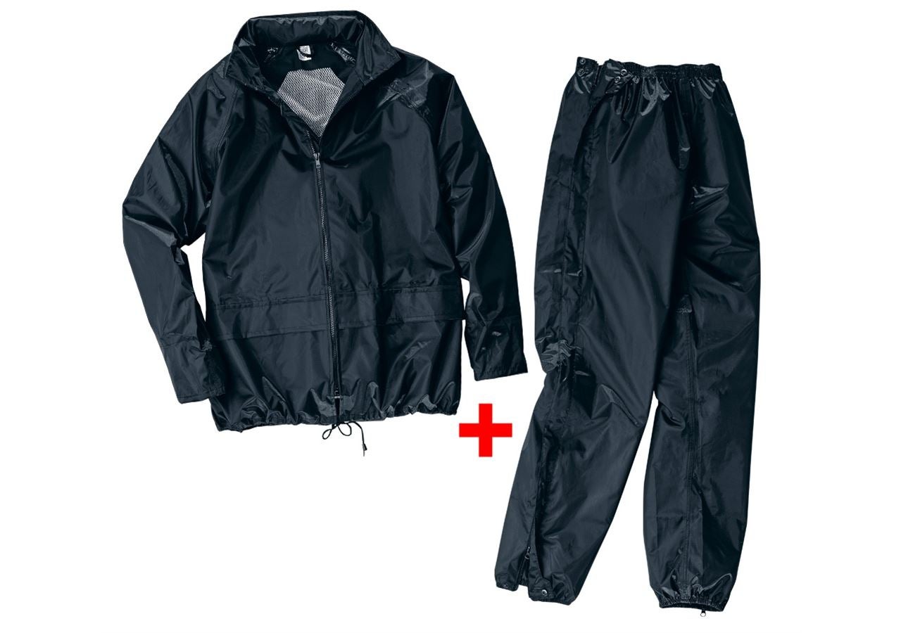 Pracovné bundy: Súprava bundy a nohavíc do dažďa + čierna