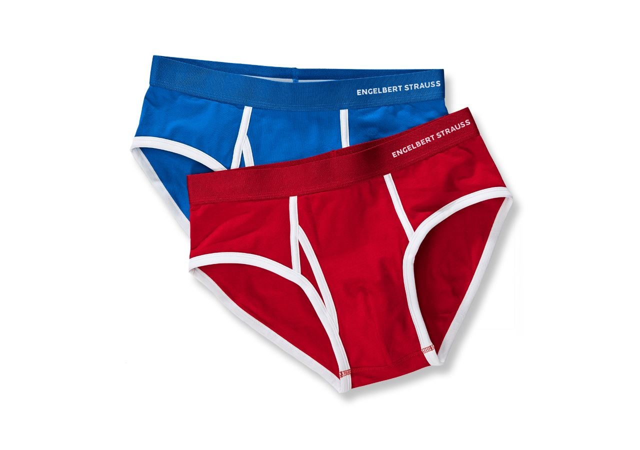 Spodná bielizeň | Termo oblečenie: Slipy e.s.cotton stretch Colour, balenie 2 ks + enciánová modrá+ohnivá červená