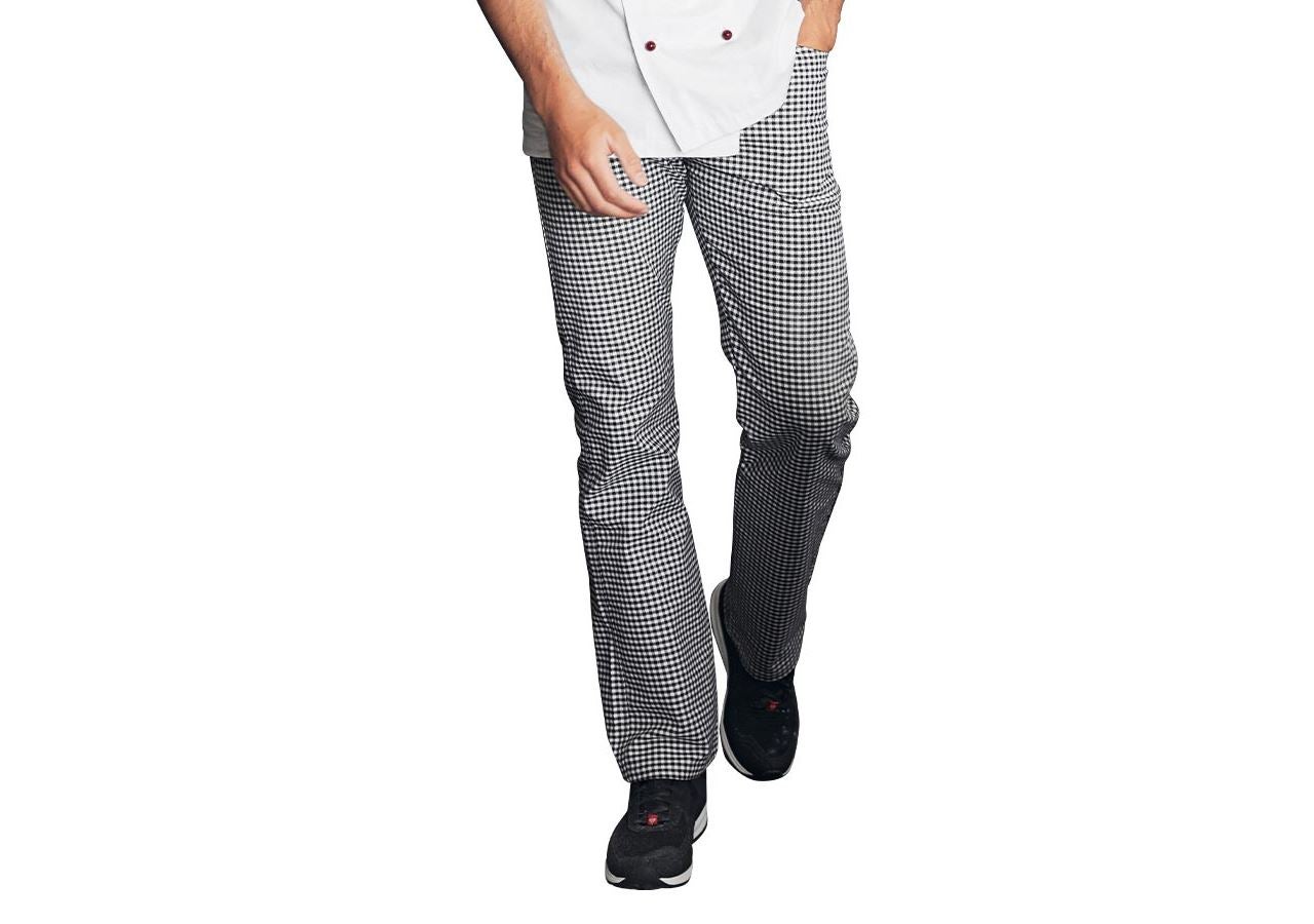 Pracovné nohavice: Kuchárske a pekárske nohavice Stretch + čierna/biela