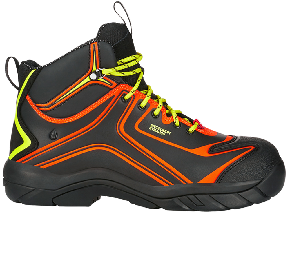S3: e.s. S3 bezpečnostná obuv Kajam + čierna/výstražná oranžová/výstražná žltá