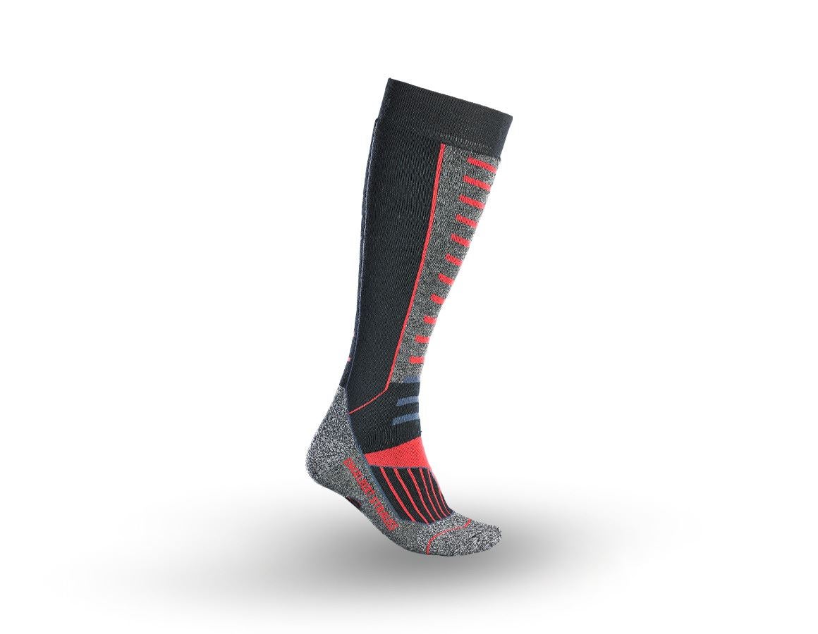 Ponožky | Pančuchy: Univerzálne ponožky e.s. Function x-warm/x-high + čierna/hliníková/ohnivá červená
