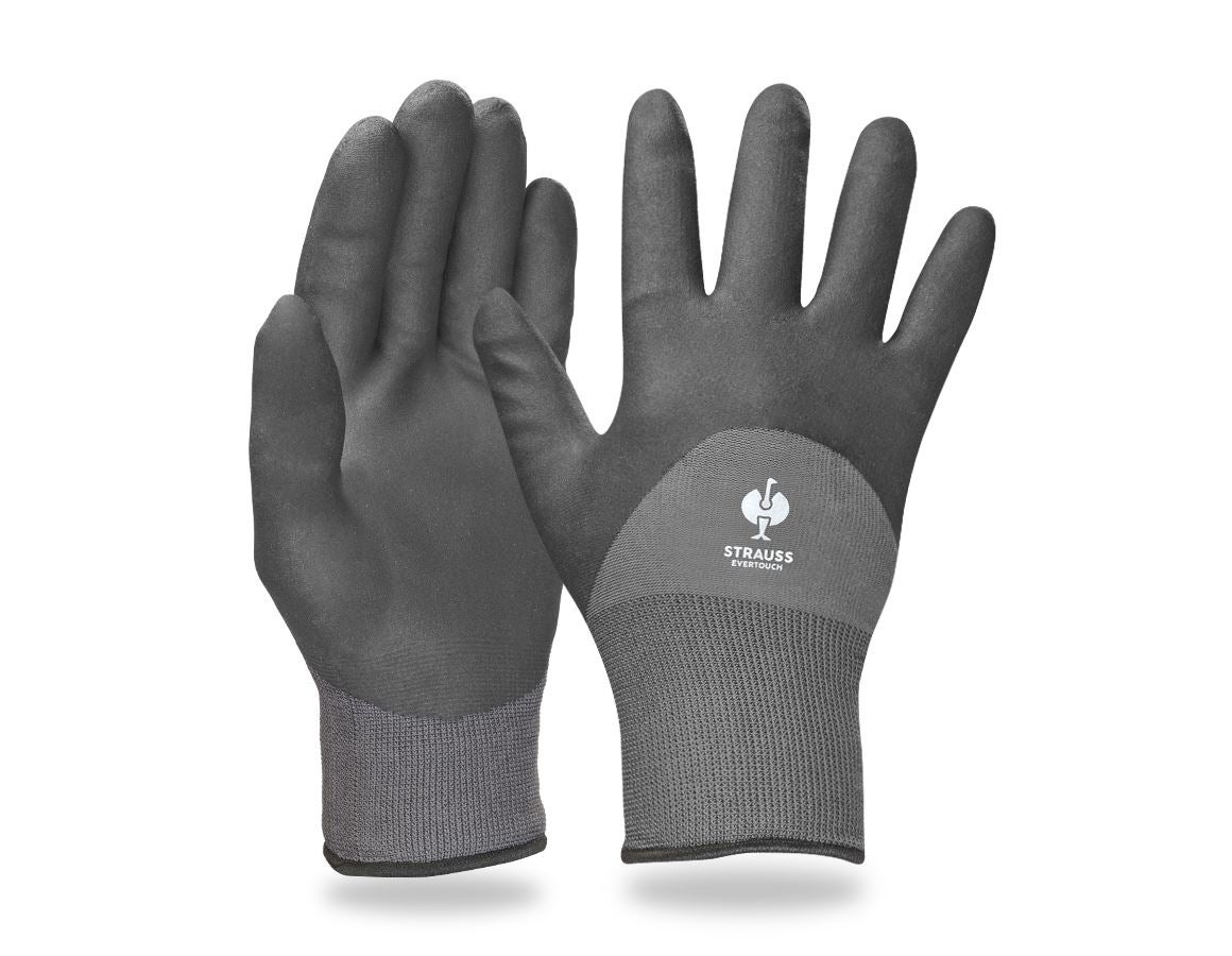 S povrchovou úpravou: Nitrilové rukavice e.s. evertouch winter + čierna/sivá