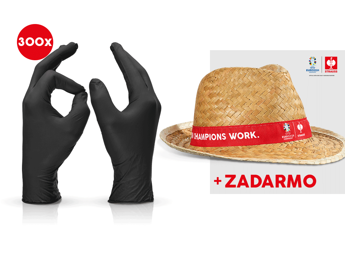 Spolupráce: 3x100 jednorazové latex. rukavice +klobúk EURO2024 + čierna