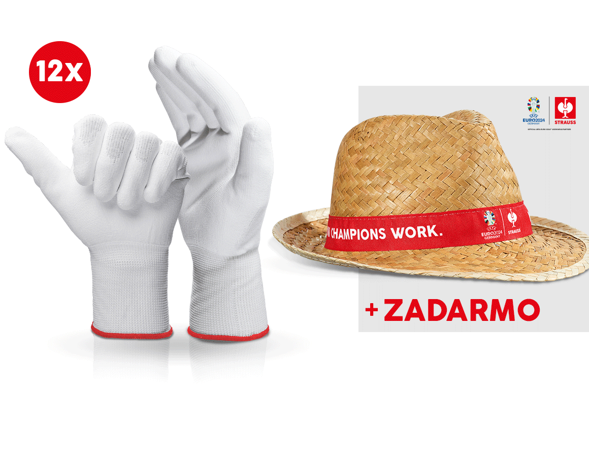 Spolupráce: 12x PU rukavice micro + klobúk EURO2024 + biela