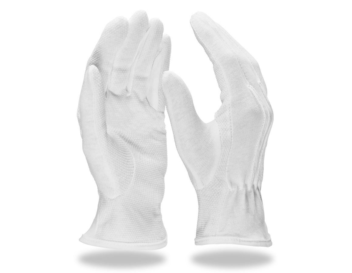 S povrchovou úpravou: Trikotové rukavice PVC Grip, balenie 12 kusov + biela