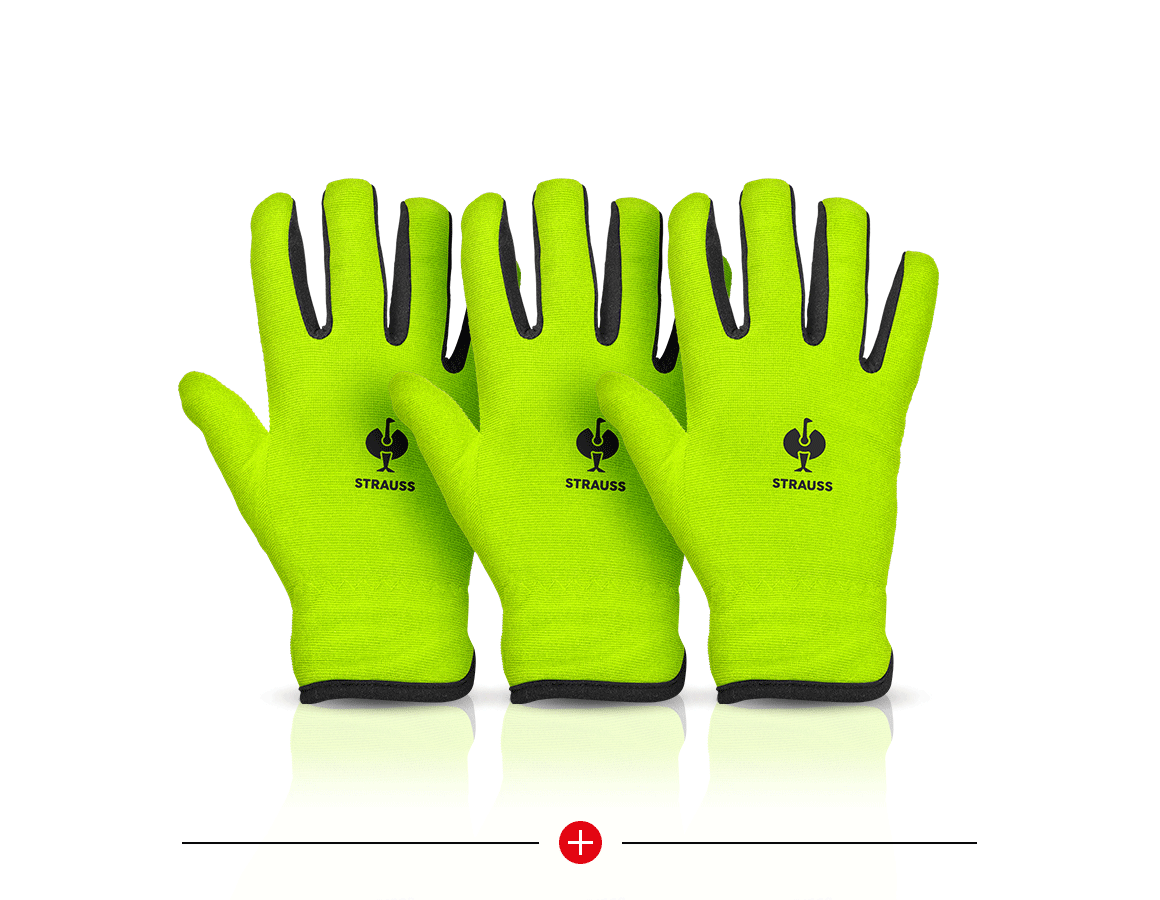 Ochranné pomôcky: 3 za 2 Zimné rukavice e.s. Fleece Comfort + výstražná žltá/čierna