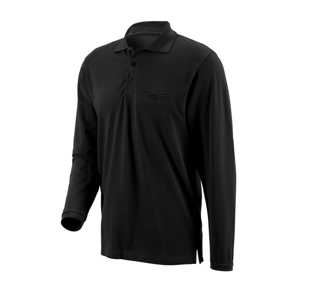 Tričká, pulóvre a košele: Polo tričko s dlhým rukávom e.s. cotton pocket + čierna