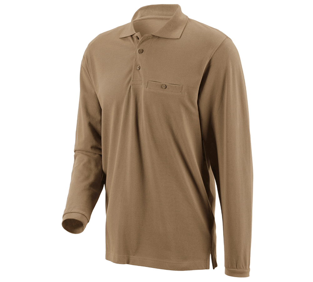 Tričká, pulóvre a košele: Polo tričko s dlhým rukávom e.s. cotton pocket + kaki