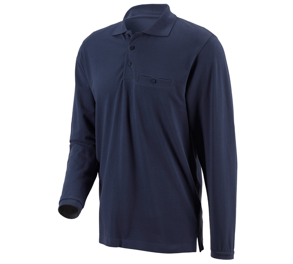 Tričká, pulóvre a košele: Polo tričko s dlhým rukávom e.s. cotton pocket + tmavomodrá