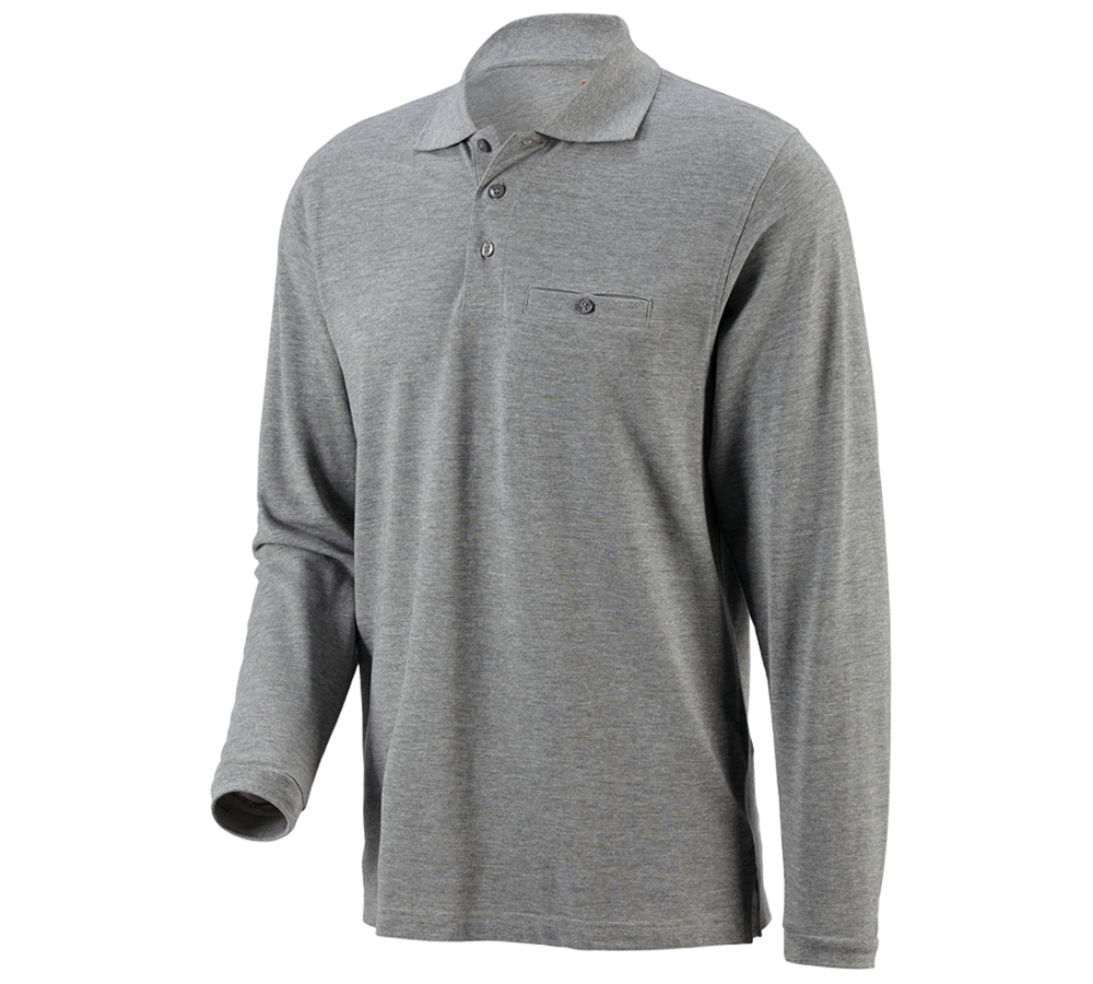 Inštalatér: Polo tričko s dlhým rukávom e.s. cotton pocket + sivá melírovaná