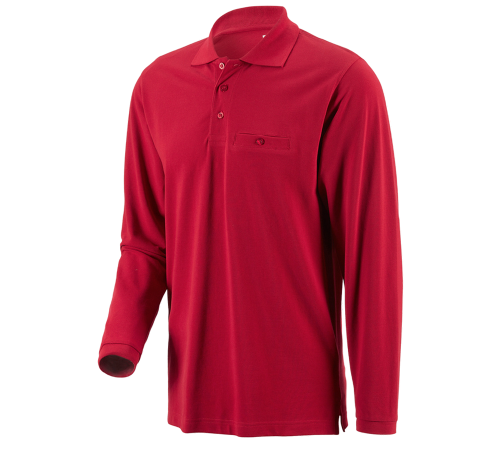 Témy: Polo tričko s dlhým rukávom e.s. cotton pocket + červená