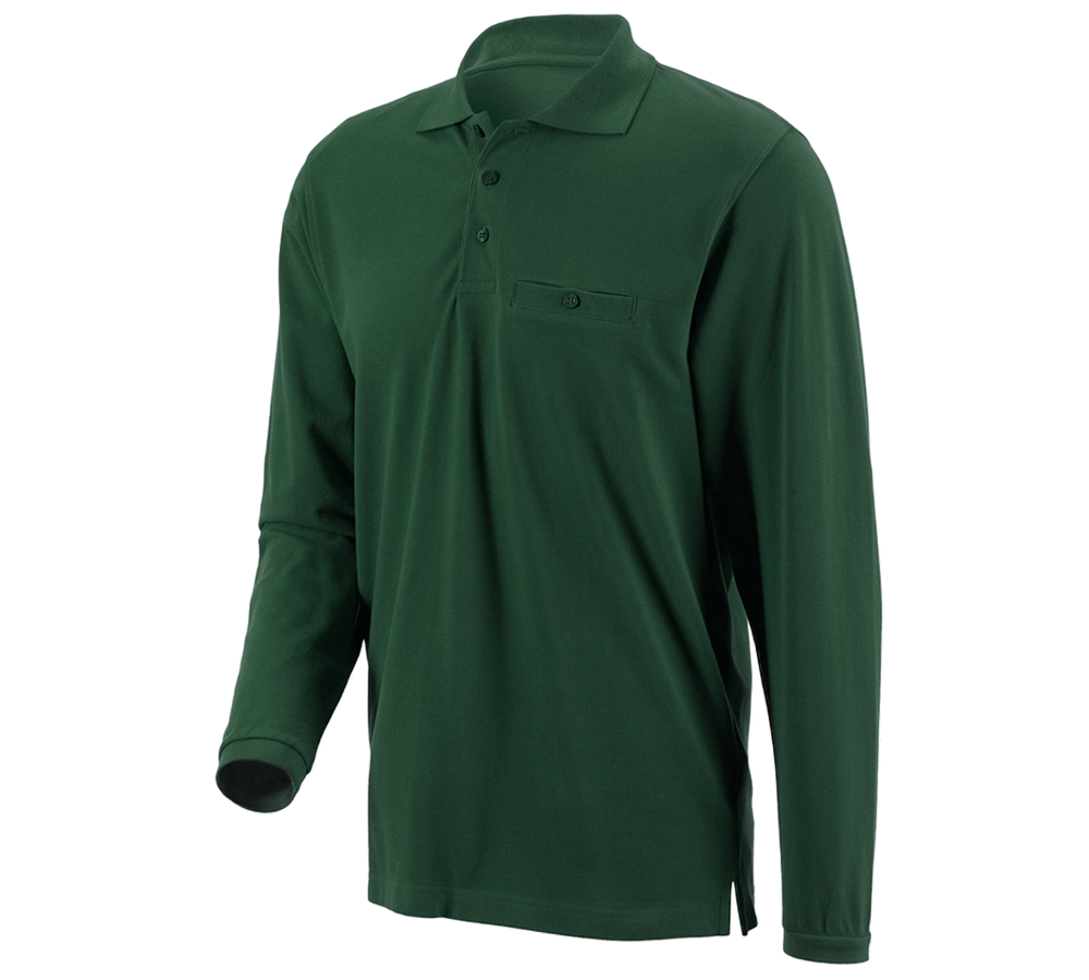 Lesníctvo / Poľnohospodárstvo: Polo tričko s dlhým rukávom e.s. cotton pocket + zelená