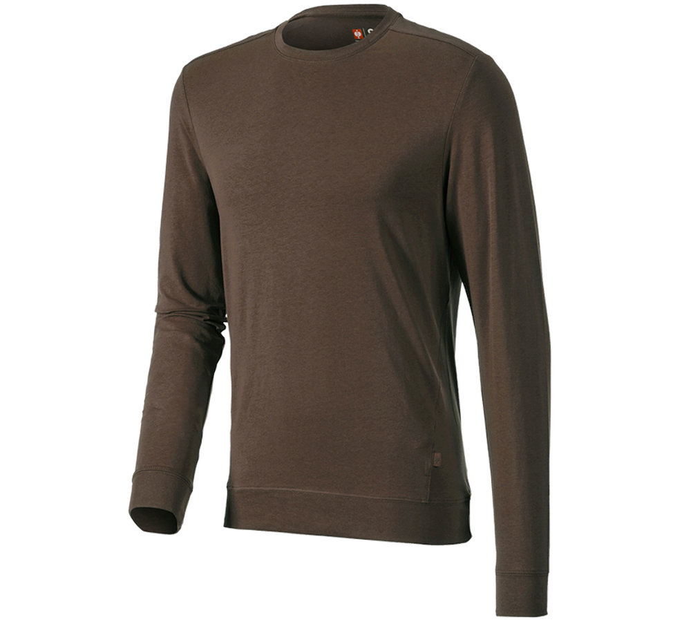 Tričká, pulóvre a košele: Tričko s dlhým rukávom e.s. cotton stretch + gaštanová