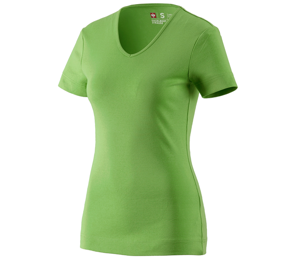 Tričká, pulóvre a košele: Tričko e.s.cotton, výstrih do V, dámske + morská zelená