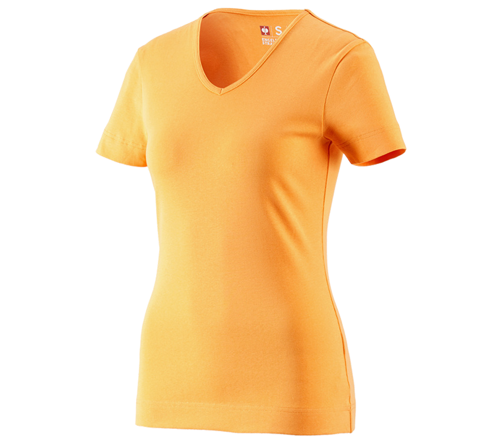 Tričká, pulóvre a košele: Tričko e.s.cotton, výstrih do V, dámske + svetlooranžová