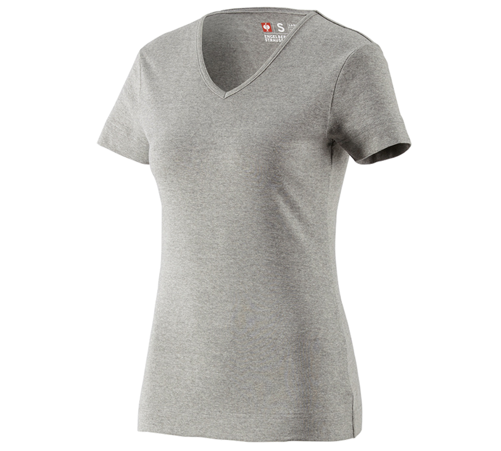 Tričká, pulóvre a košele: Tričko e.s.cotton, výstrih do V, dámske + sivá melírovaná