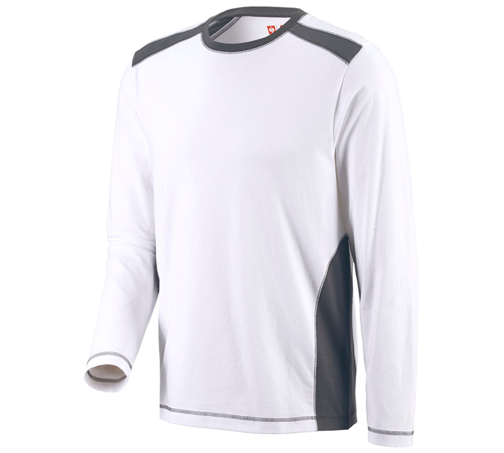 Tričká, pulóvre a košele: Tričko s dlhým rukávom e.s.active cotton + biela/antracitová