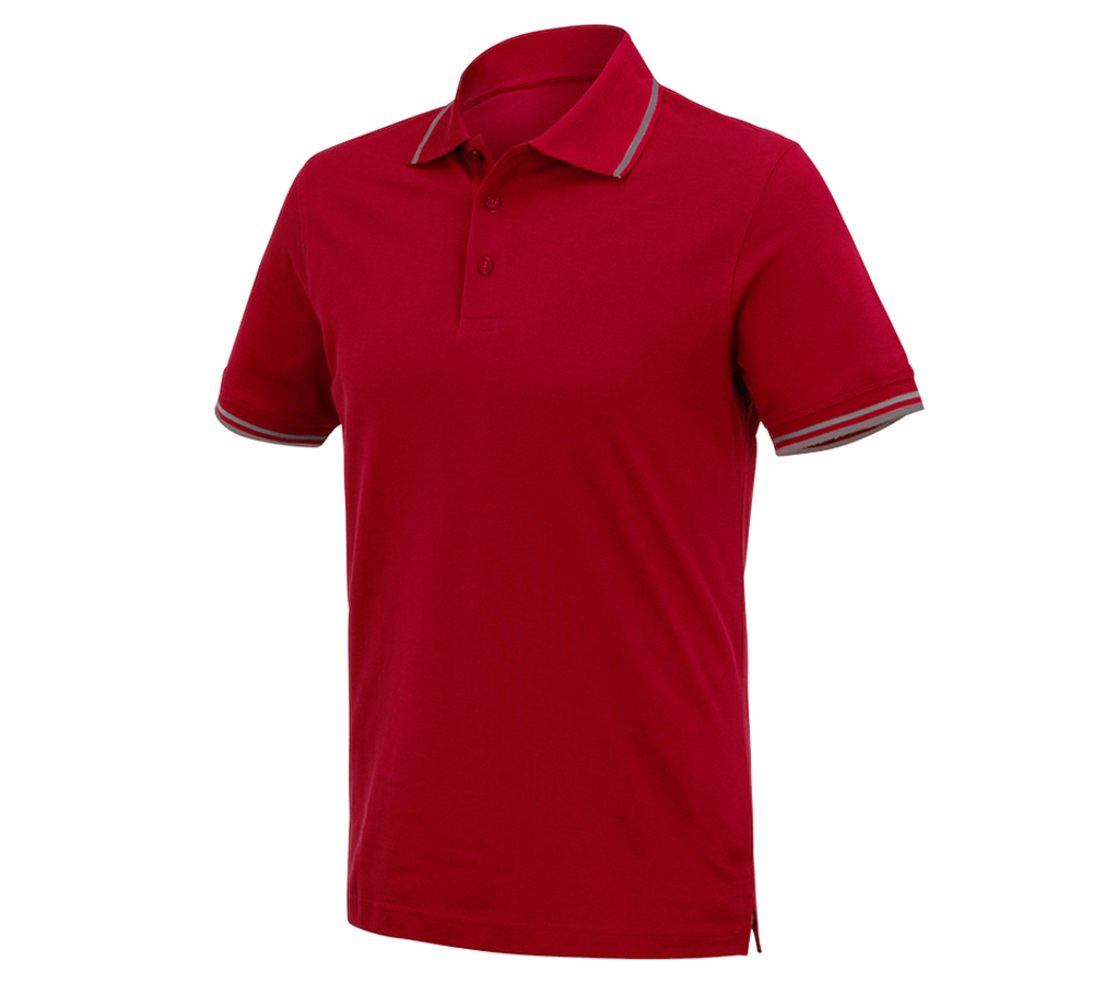 Tričká, pulóvre a košele: Polo tričko e.s. cotton Deluxe Colour + ohnivá červená/hliníková