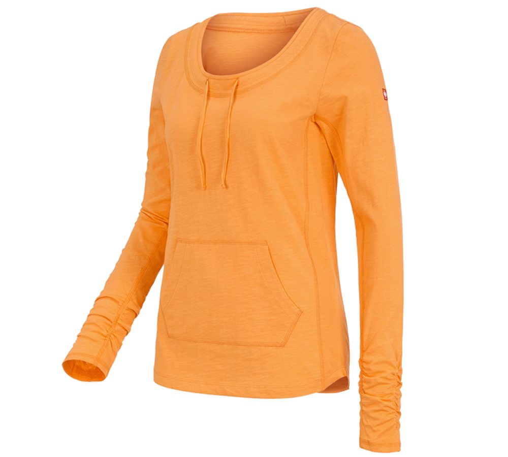 Tričká, pulóvre a košele: Tričko s dlhým rukávom e.s. cotton slub, dámske + svetlooranžová