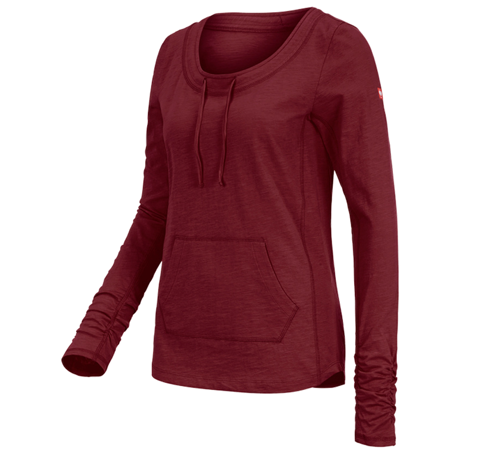 Tričká, pulóvre a košele: Tričko s dlhým rukávom e.s. cotton slub, dámske + rubínová