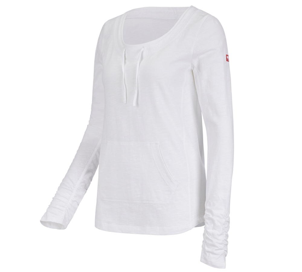 Tričká, pulóvre a košele: Tričko s dlhým rukávom e.s. cotton slub, dámske + biela