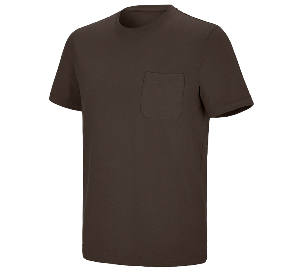 Tričká, pulóvre a košele: Tričko e.s. cotton stretch Pocket + gaštanová