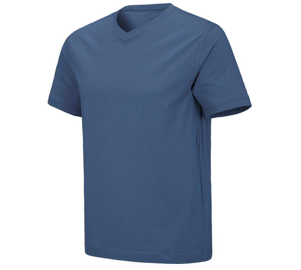 Tričká, pulóvre a košele: Tričko e.s. cotton stretch výstrih do V + kobaltová