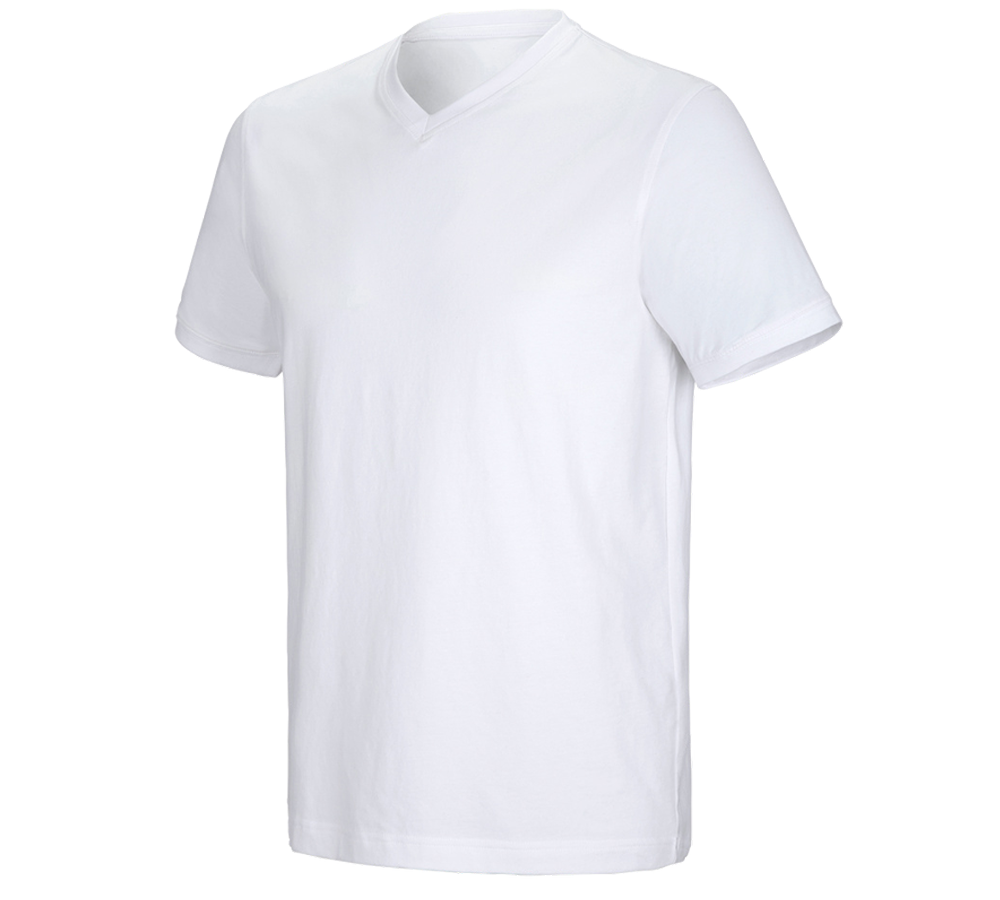 Tričká, pulóvre a košele: Tričko e.s. cotton stretch výstrih do V + biela