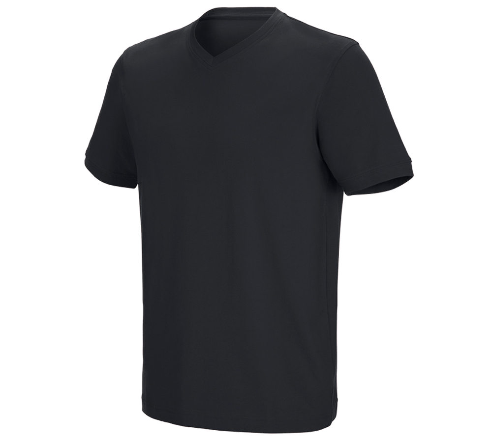 Tričká, pulóvre a košele: Tričko e.s. cotton stretch výstrih do V + čierna
