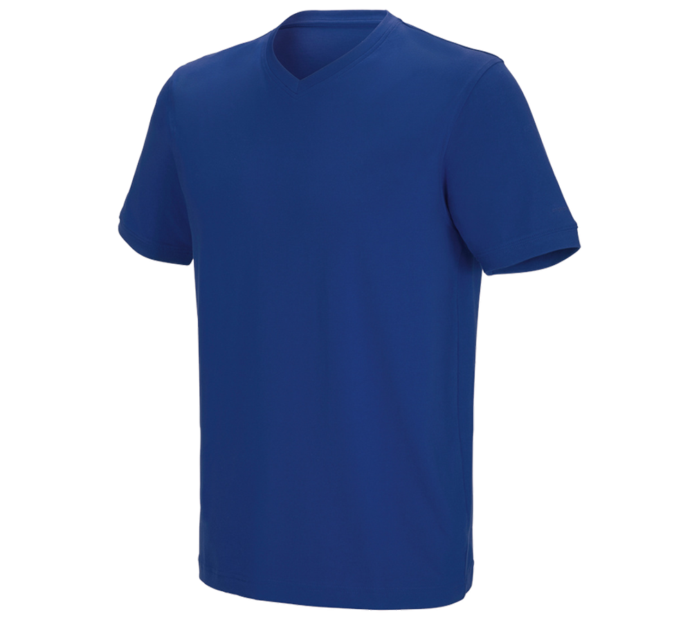 Inštalatér: Tričko e.s. cotton stretch výstrih do V + nevadzovo modrá