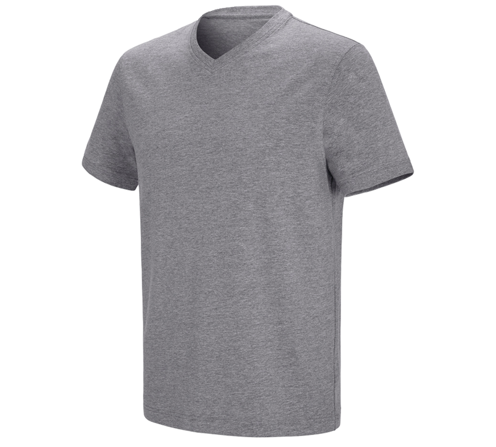 Tričká, pulóvre a košele: Tričko e.s. cotton stretch výstrih do V + sivá melírovaná