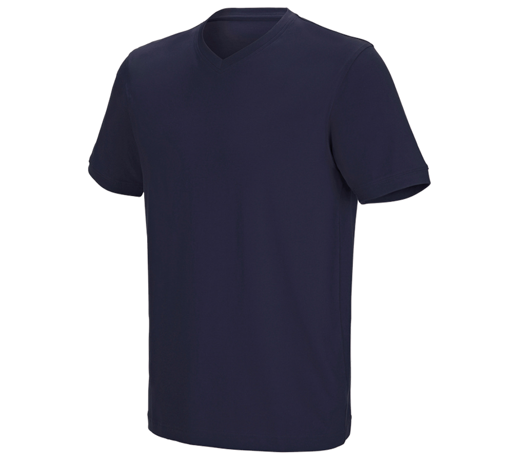 Tričká, pulóvre a košele: Tričko e.s. cotton stretch výstrih do V + tmavomodrá