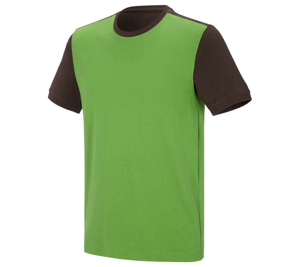 Tričká, pulóvre a košele: Tričko e.s. cotton stretch bicolor + morská zelená/gaštanová