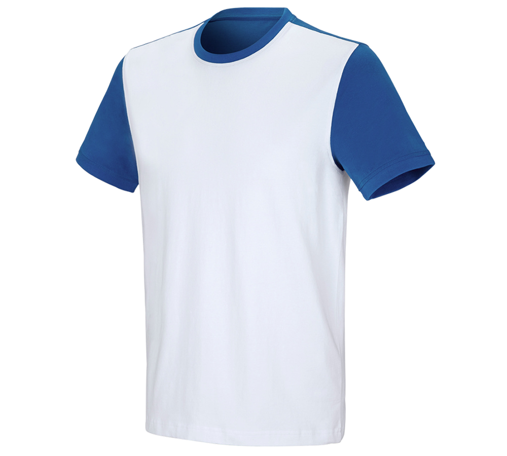 Tričká, pulóvre a košele: Tričko e.s. cotton stretch bicolor + biela/enciánová modrá
