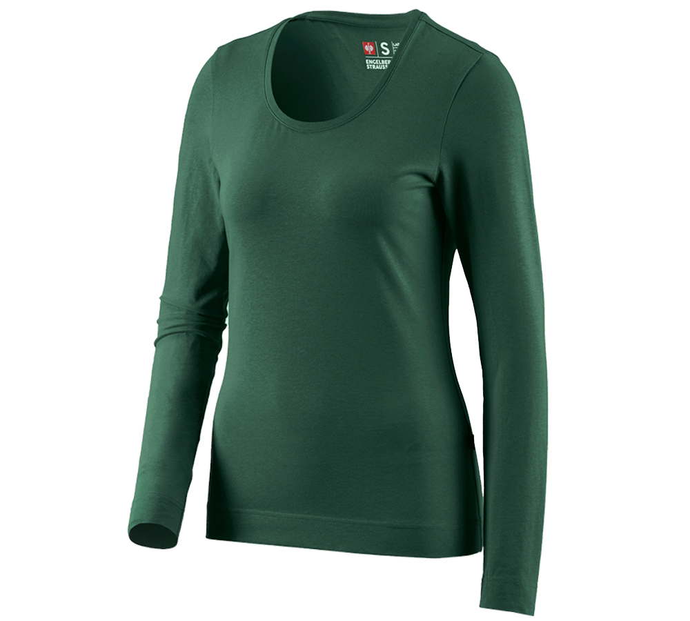 Tričká, pulóvre a košele: Tričko s dlhým rukávom e.s. cotton stretch, dámske + zelená