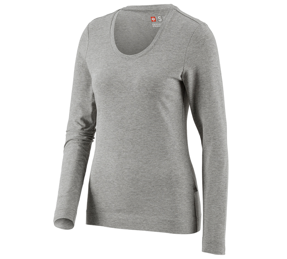Tričká, pulóvre a košele: Tričko s dlhým rukávom e.s. cotton stretch, dámske + sivá melírovaná