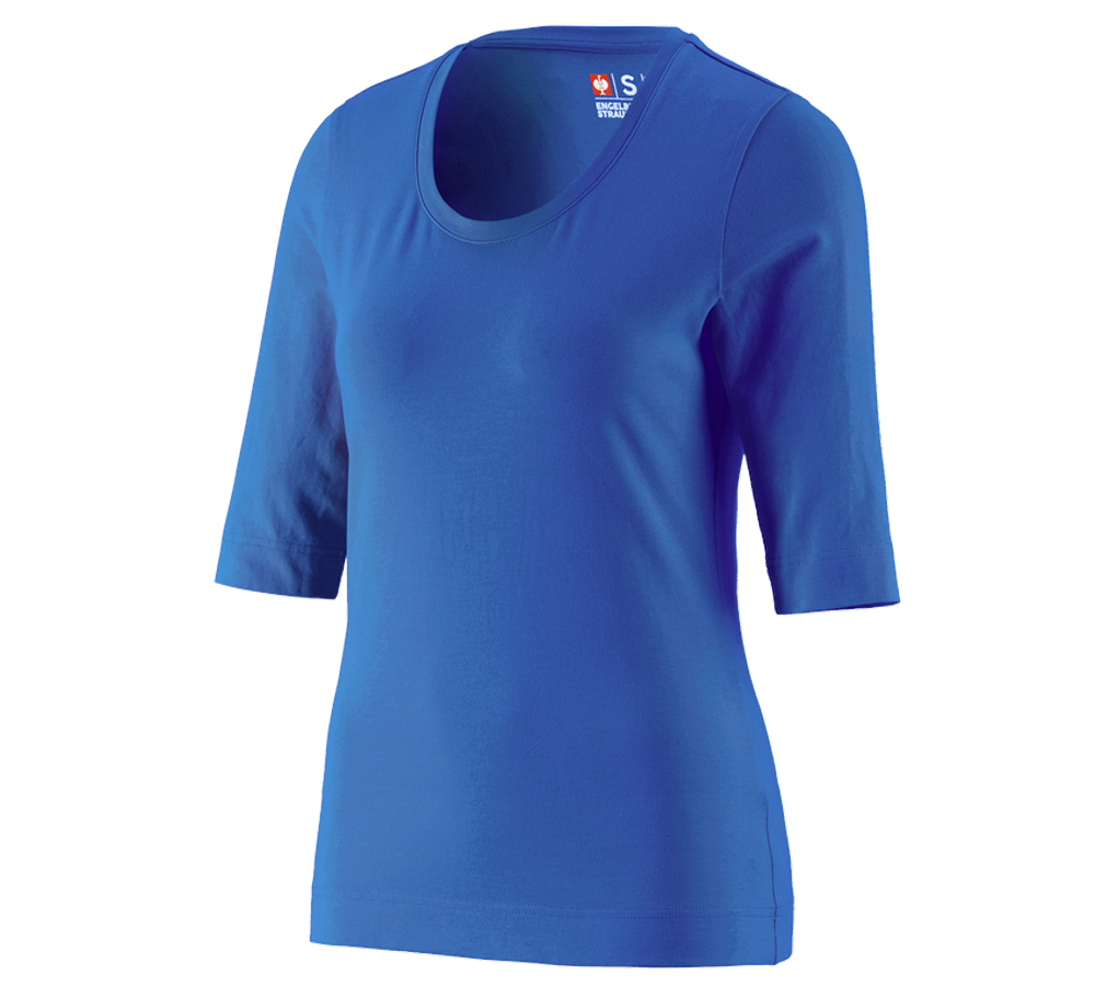 Tričká, pulóvre a košele: Tričko na 3/4 rukáv e.s. cotton stretch, dámske + enciánová modrá