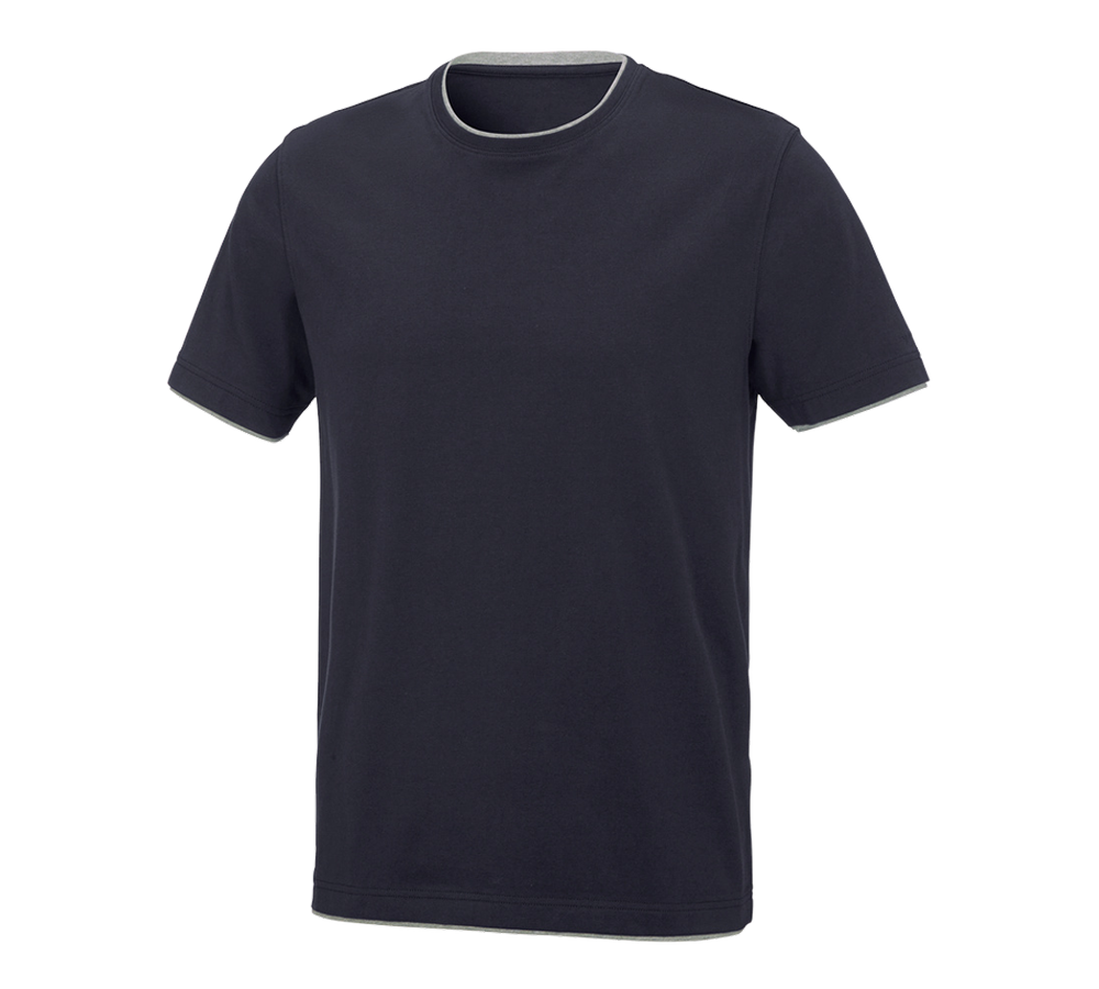 Tričká, pulóvre a košele: Tričko e.s. cotton stretch Layer + tmavomodrá/sivá melírovaná