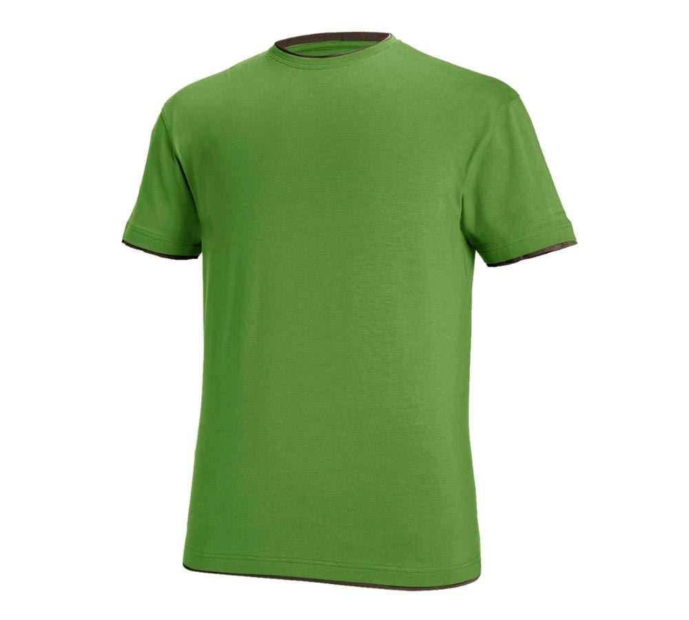 Tričká, pulóvre a košele: Tričko e.s. cotton stretch Layer + morská zelená/gaštanová