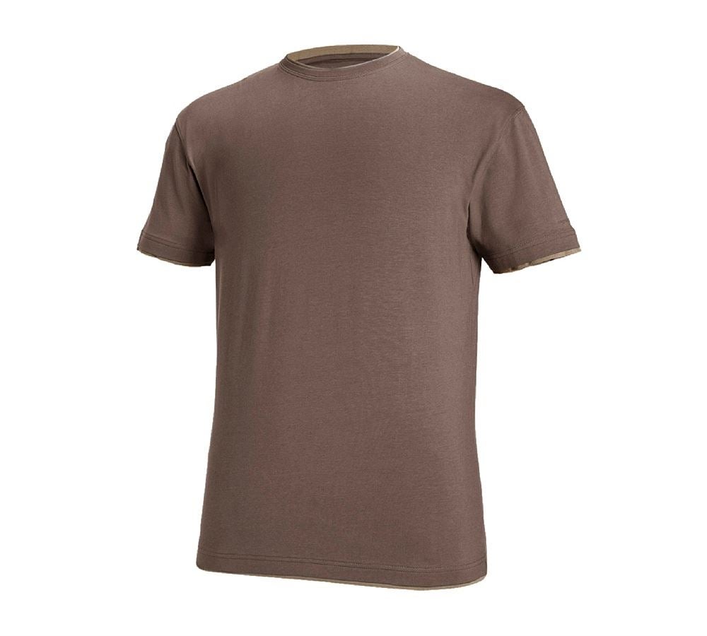 Tričká, pulóvre a košele: Tričko e.s. cotton stretch Layer + gaštanová/lieskový oriešok