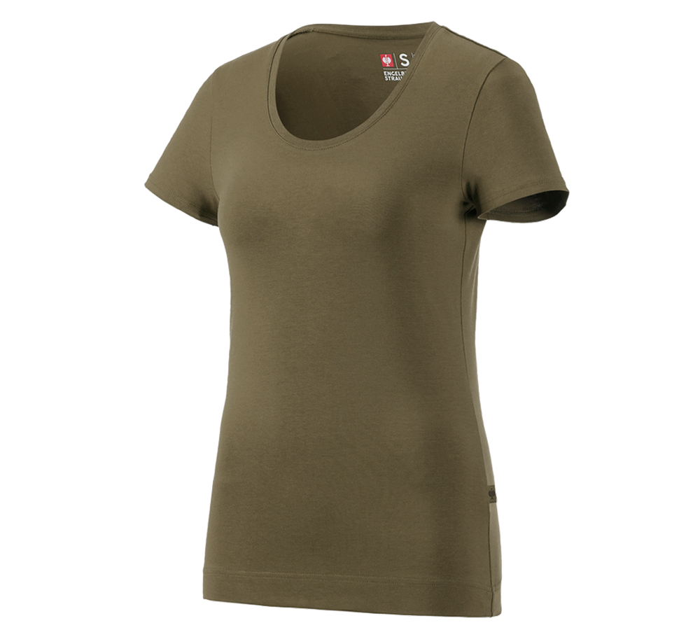Tričká, pulóvre a košele: Tričko e.s. cotton stretch, dámske + bahenná zelená