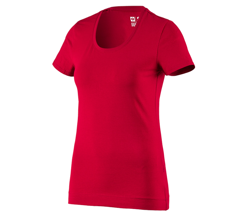 Tričká, pulóvre a košele: Tričko e.s. cotton stretch, dámske + ohnivá červená