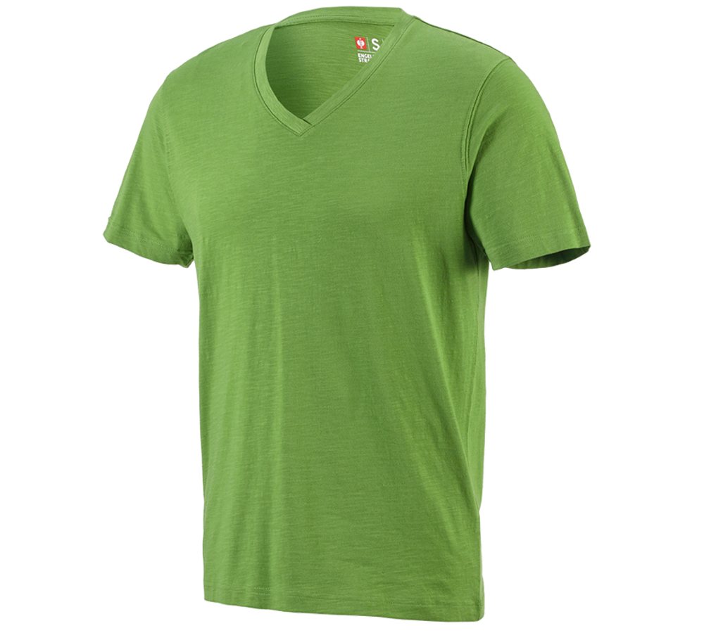 Tričká, pulóvre a košele: Tričko e.s. cotton slub s výstrihom do V + morská zelená