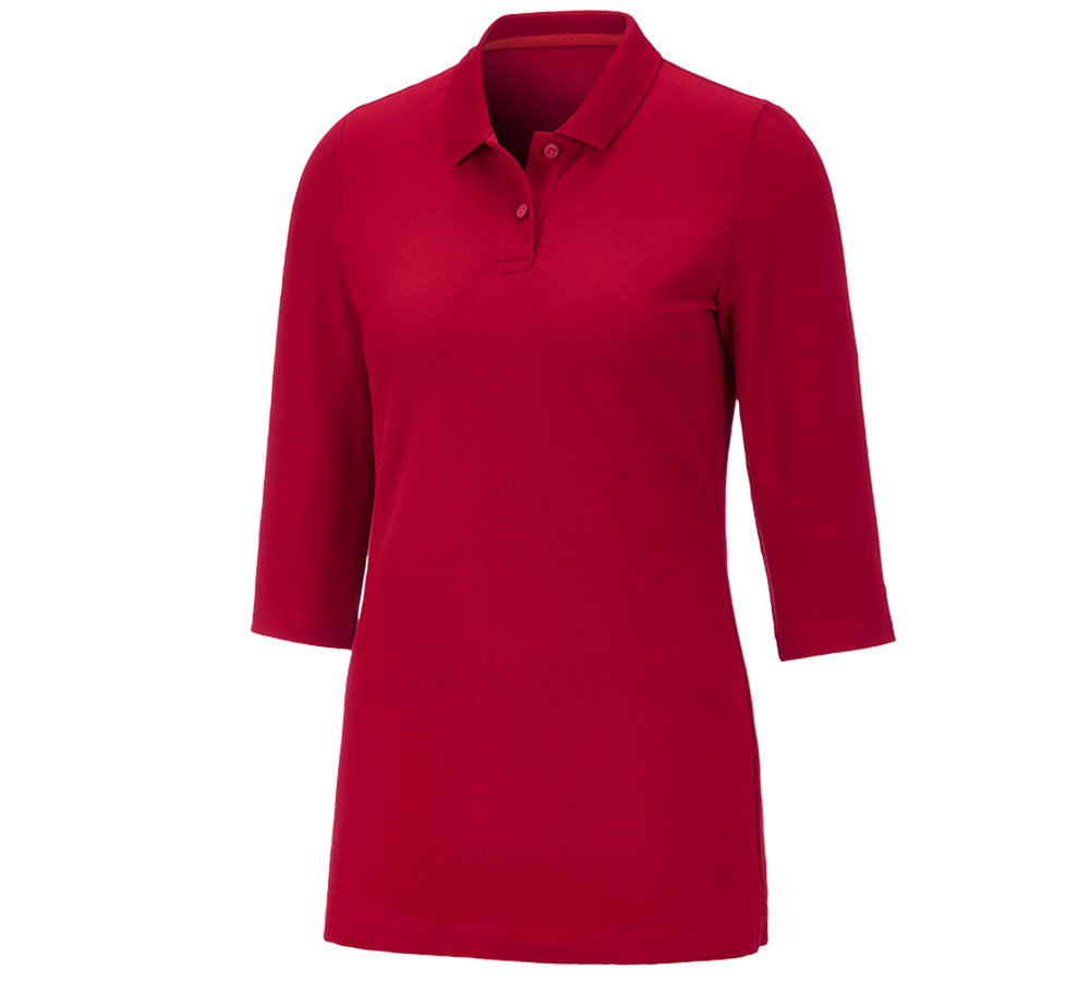 Tričká, pulóvre a košele: Piqué polo tričko e.s. 3/4 rukáv cotton stretch, d + ohnivá červená