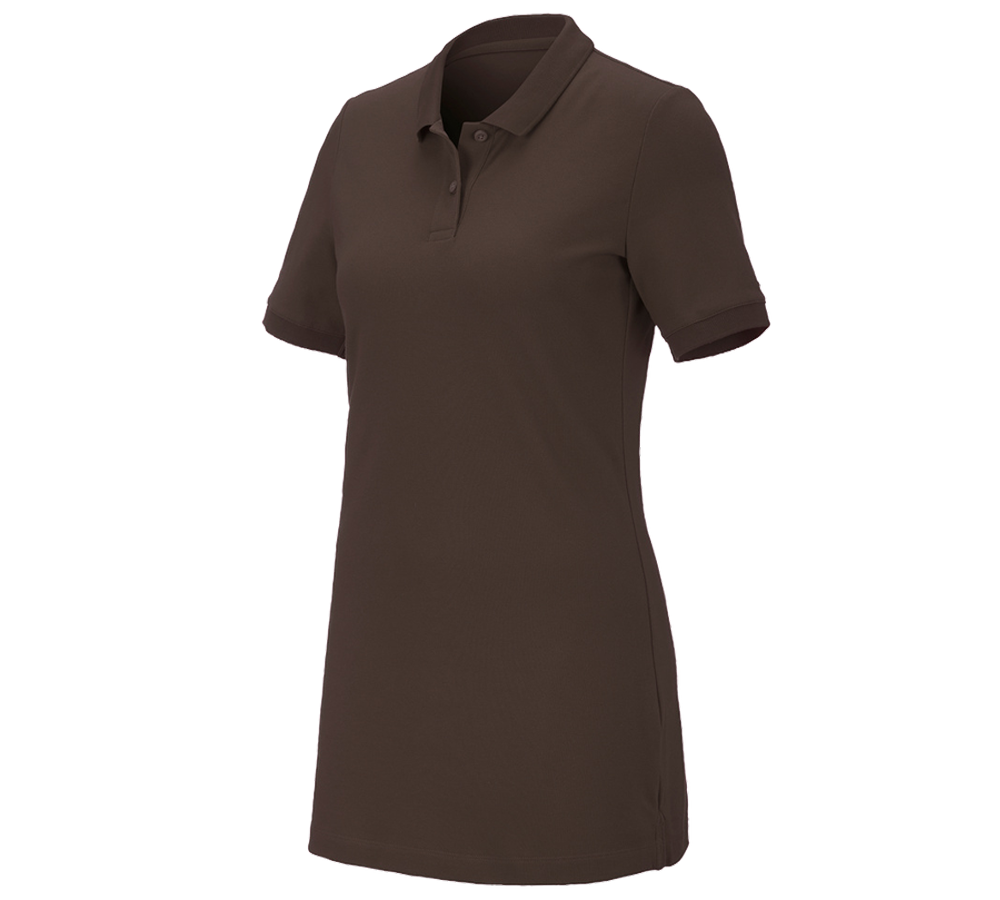 Tričká, pulóvre a košele: Piqué tričko e.s. cotton stretch,dámske, long fit + gaštanová
