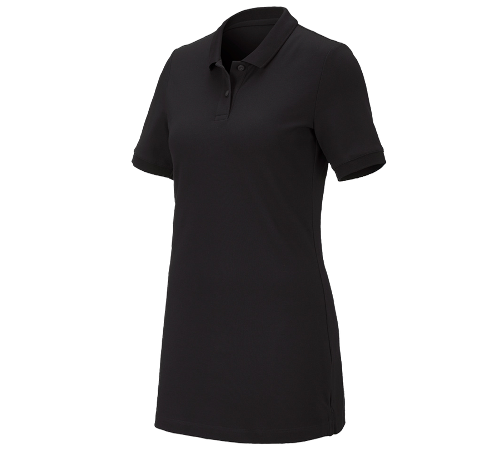 Tričká, pulóvre a košele: Piqué tričko e.s. cotton stretch,dámske, long fit + čierna