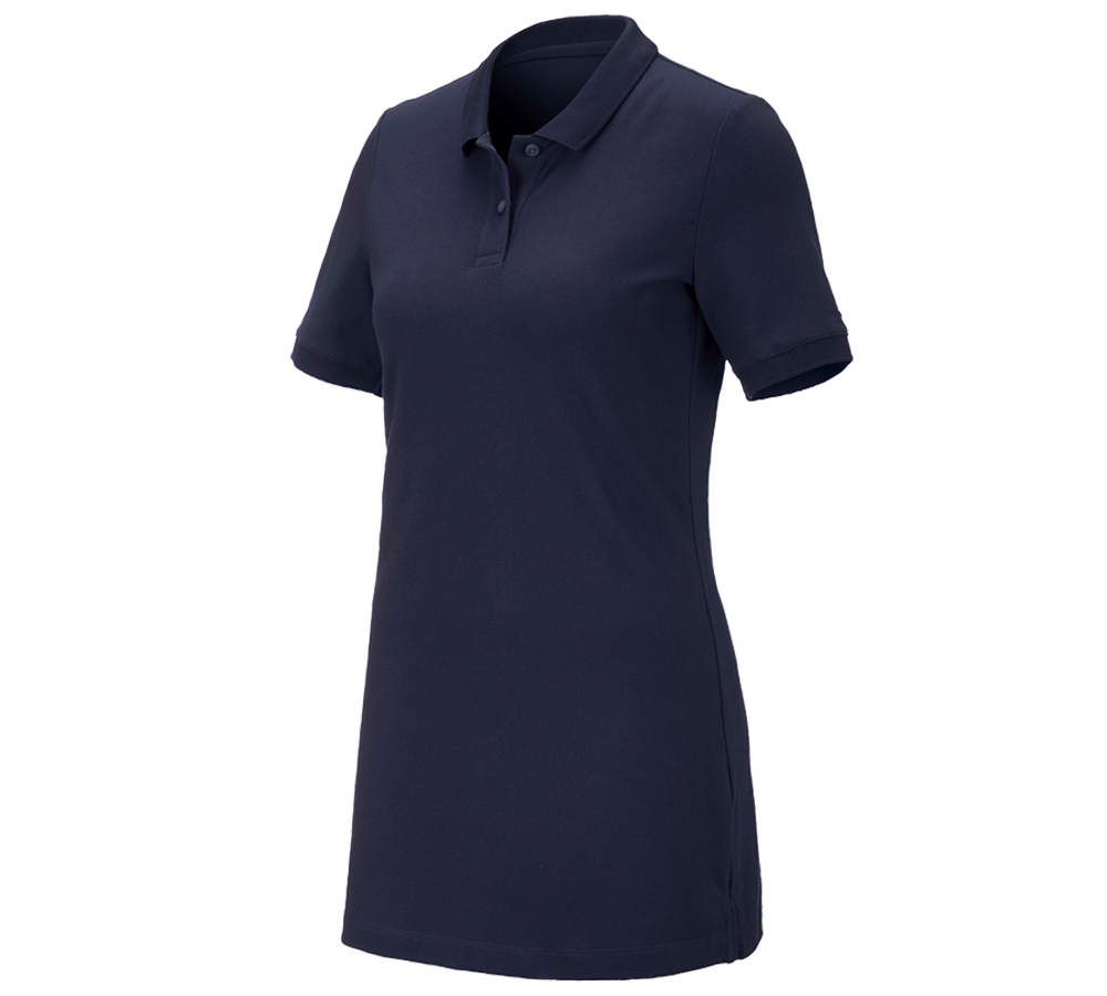 Tričká, pulóvre a košele: Piqué tričko e.s. cotton stretch,dámske, long fit + tmavomodrá
